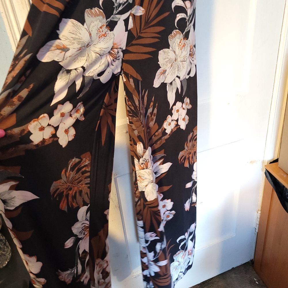Floral Black and Brown Women's Pants
